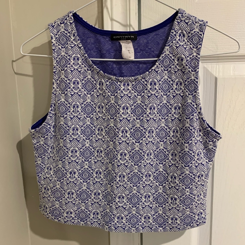 Vintage, Patterned Crop Tank Top